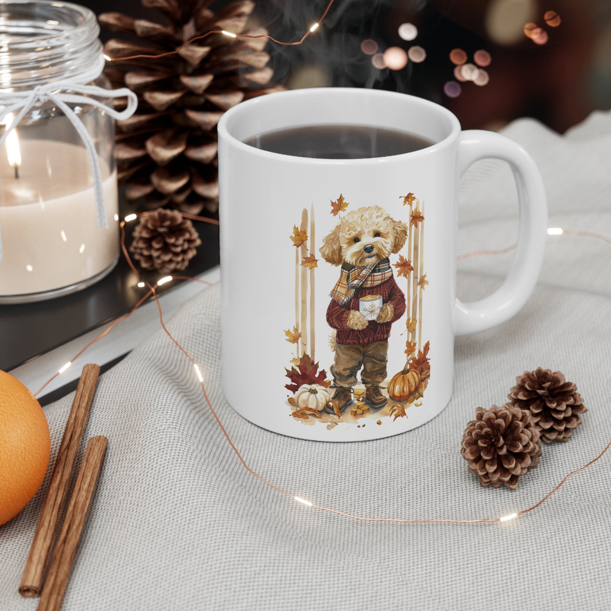 Warm Hugs & Pumpkin Mugs – Cozy Fall Dog Mug