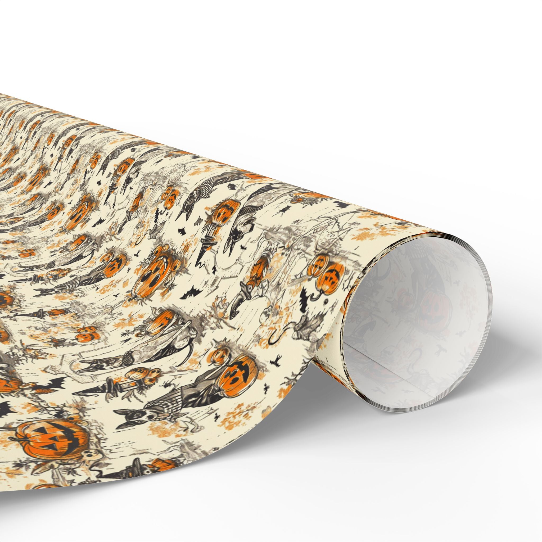 Vintage Halloween Dog Wrapping Paper – Maison Florenne™ Pumpkin & Pups Luxury Gift Wrap