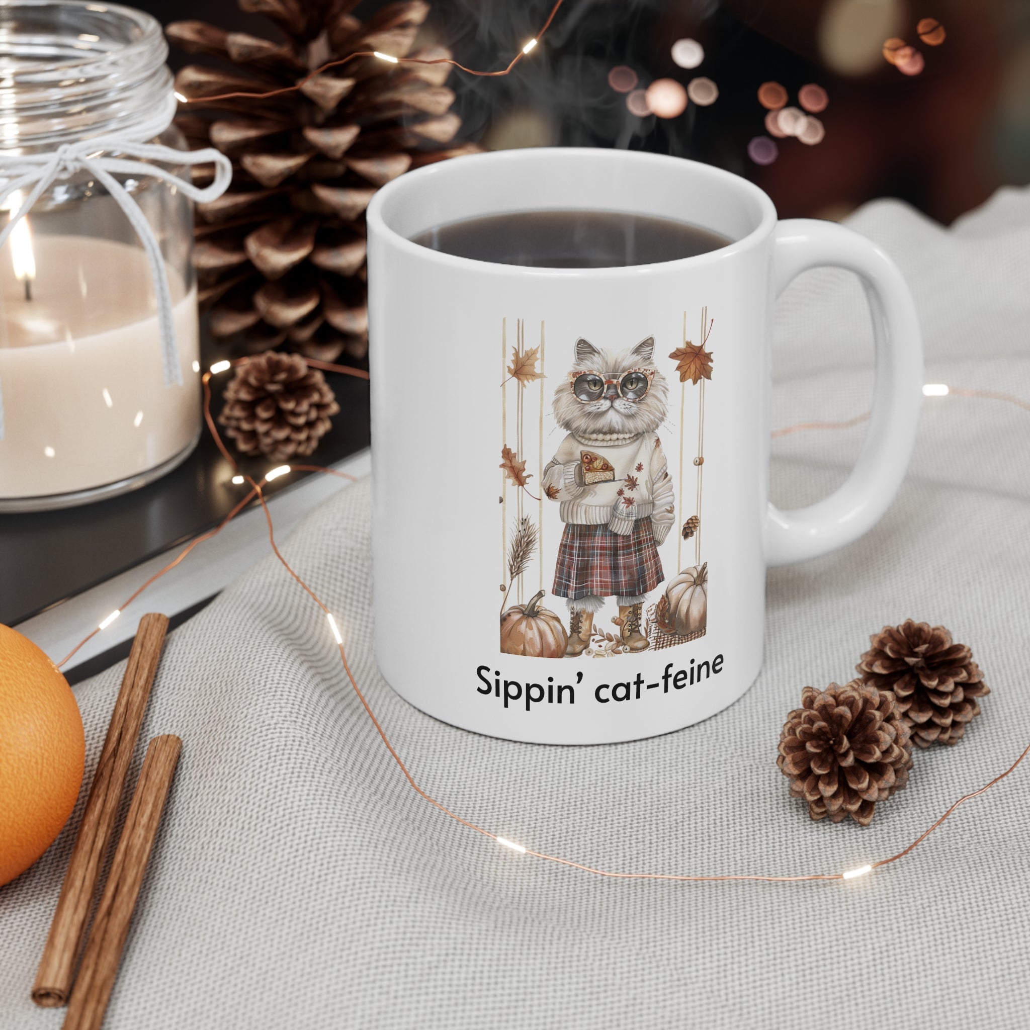 Sippin’ Cat-feine & Judging Quietly Mug – Maison Florenne™ Fall Cat Collection