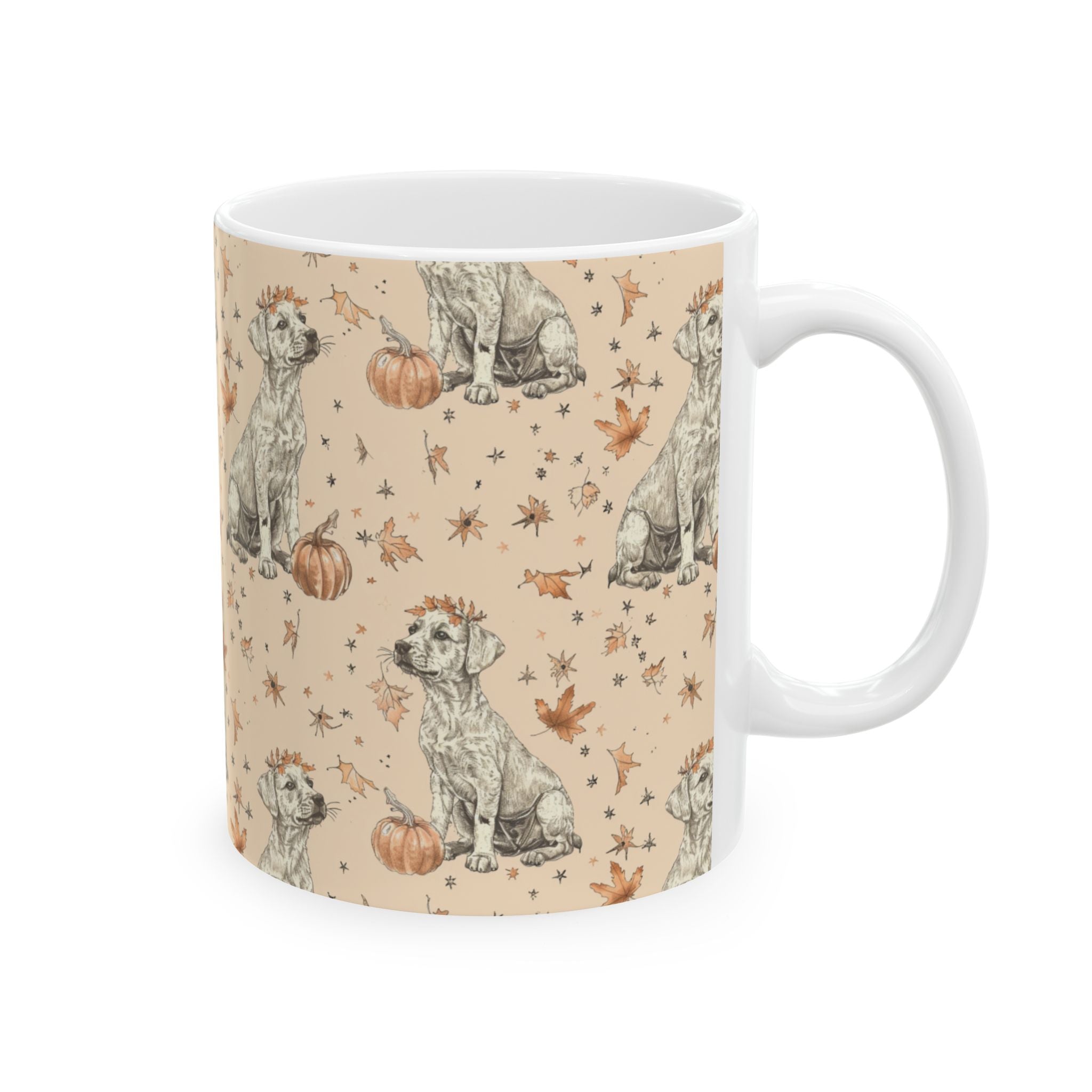 Autumn Dog-Themed Ceramic Mug