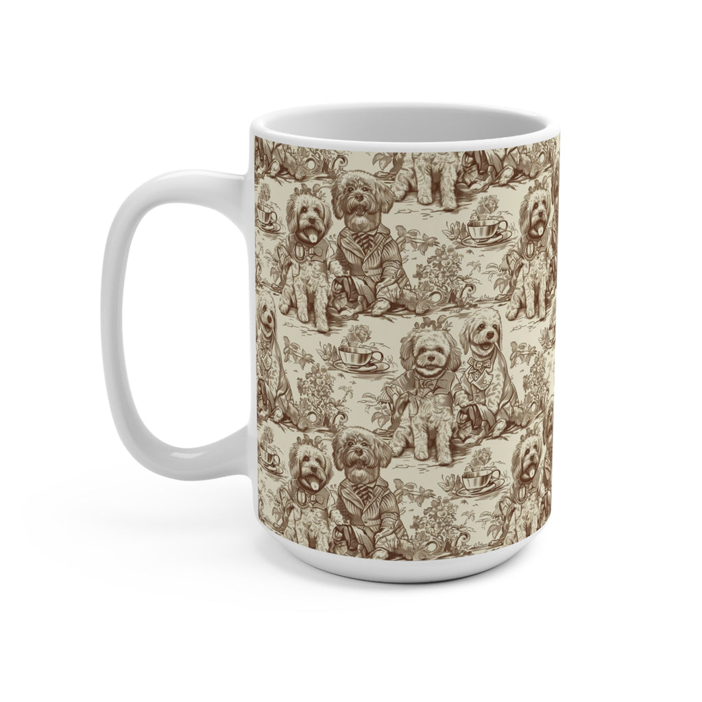 Café Canine Toile Mug – Vintage Sepia Dog Lover’s