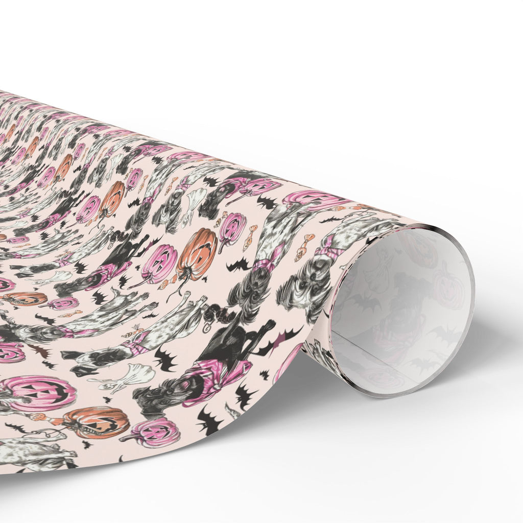Pastel Halloween Dog Wrapping Paper – Maison Florenne™ Pink Pumpkin Luxury Gift Wrap