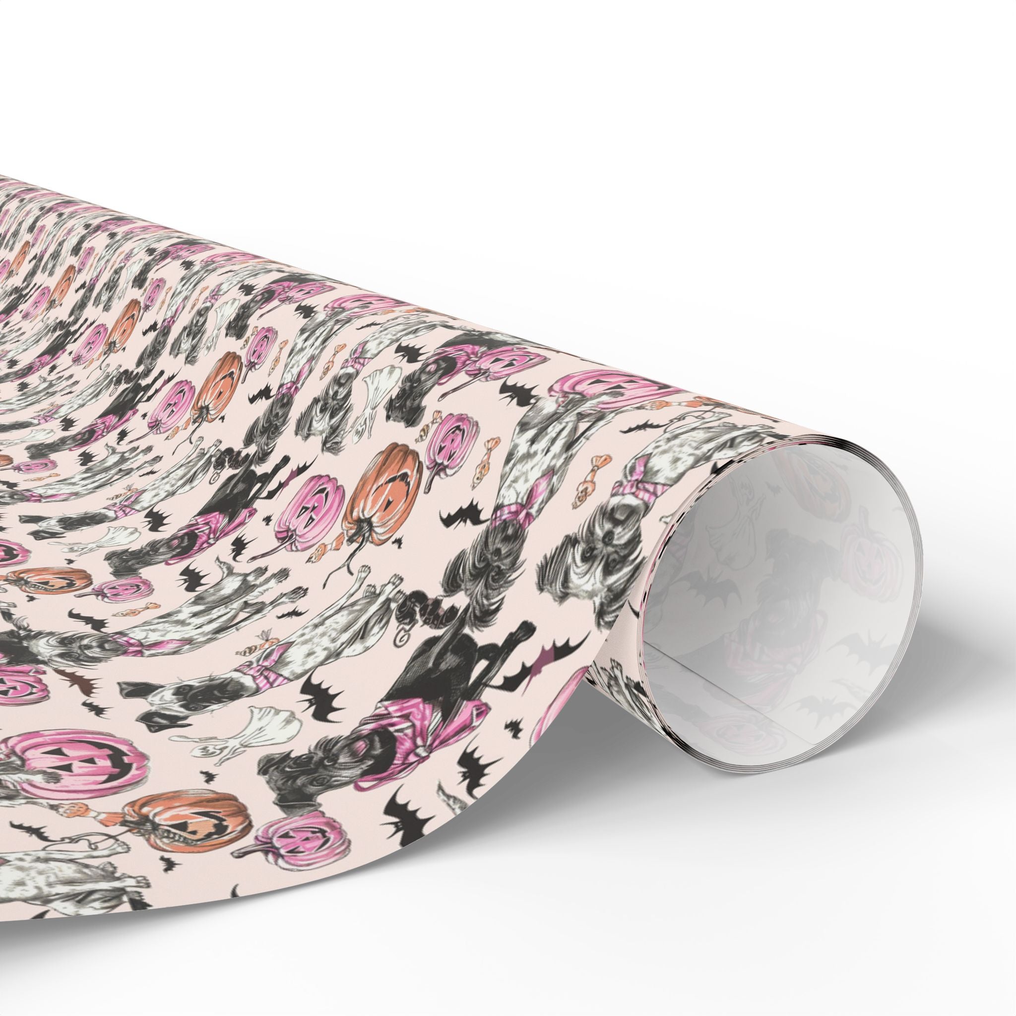 Pastel Halloween Dog Wrapping Paper – Maison Florenne™ Pink Pumpkin Luxury Gift Wrap