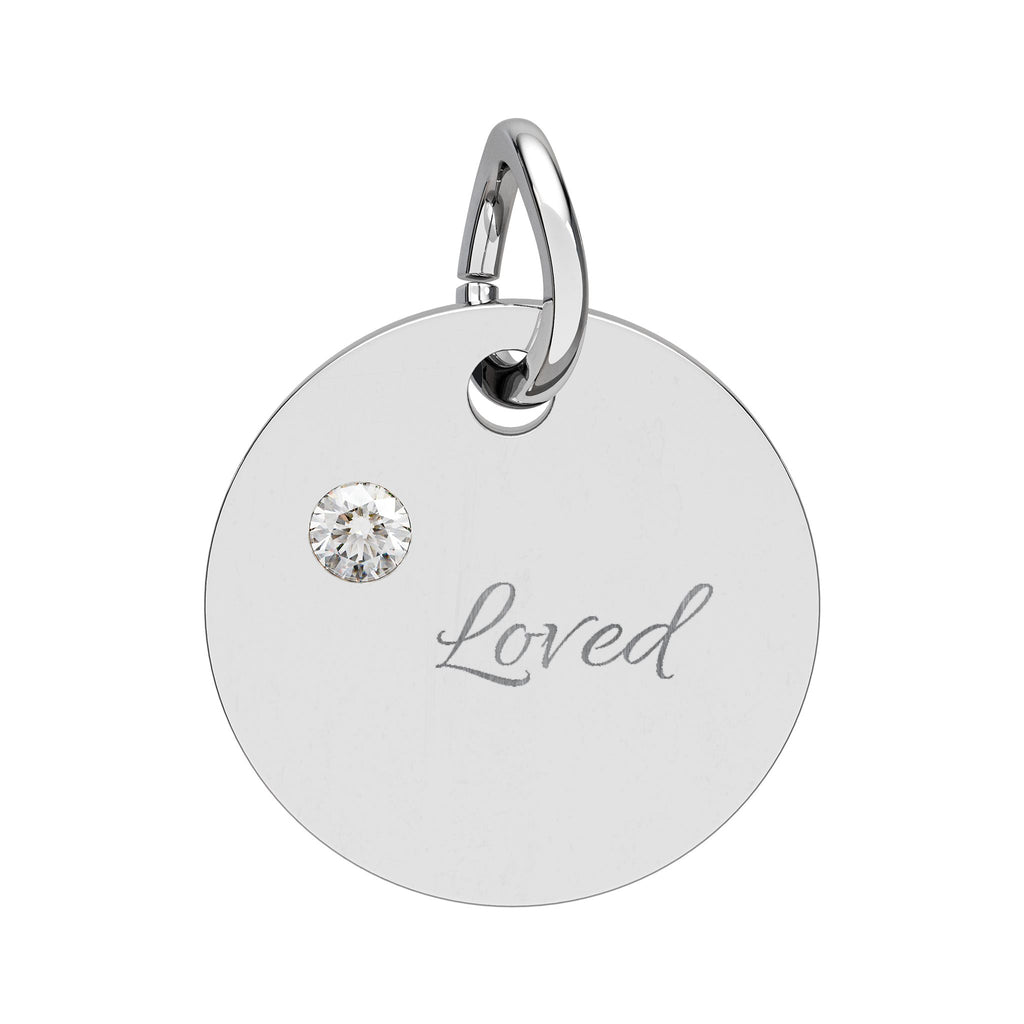 LOVED — Gold Plated Ruby Valentine CHARM ONLY,  Birthstone Circle Charm (Engraving)