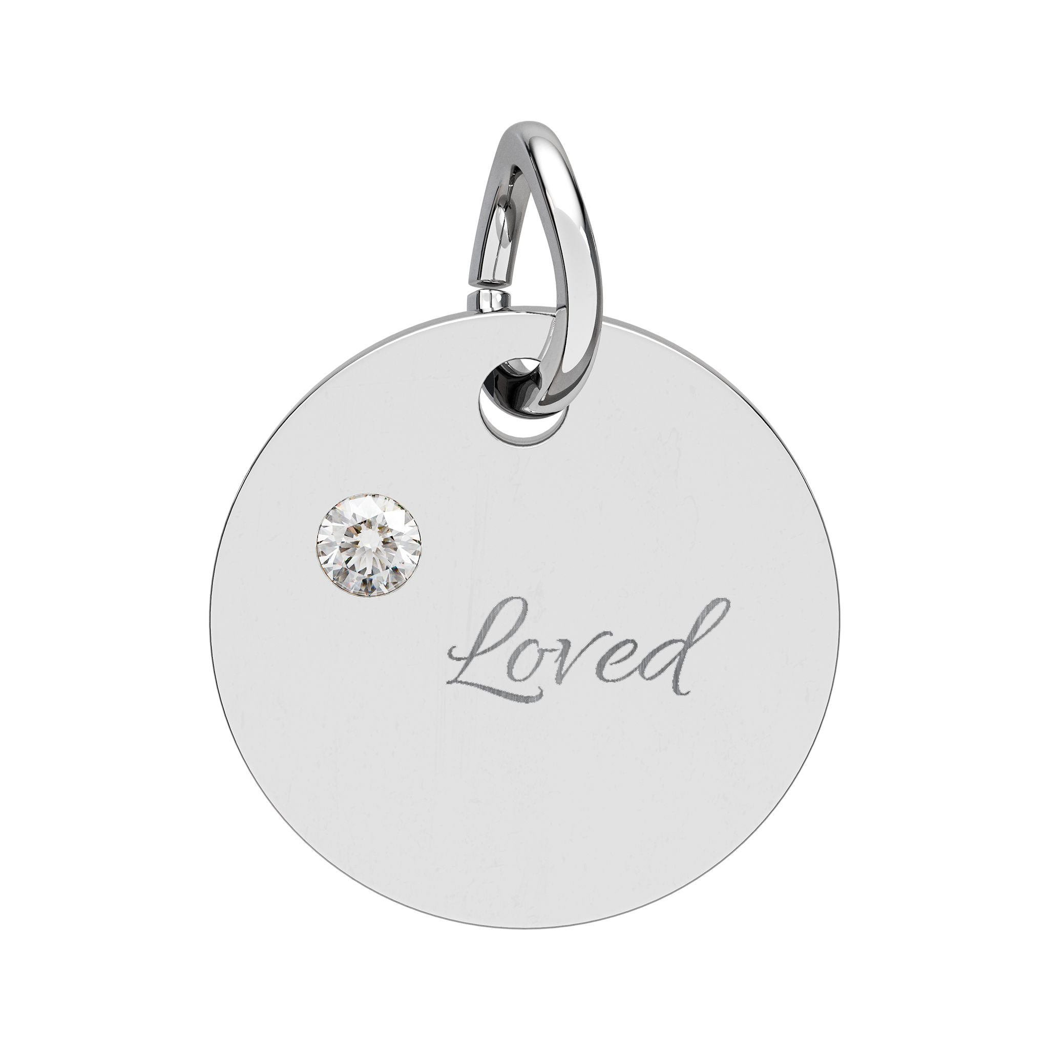 LOVED — Gold Plated Ruby Valentine CHARM ONLY,  Birthstone Circle Charm (Engraving)