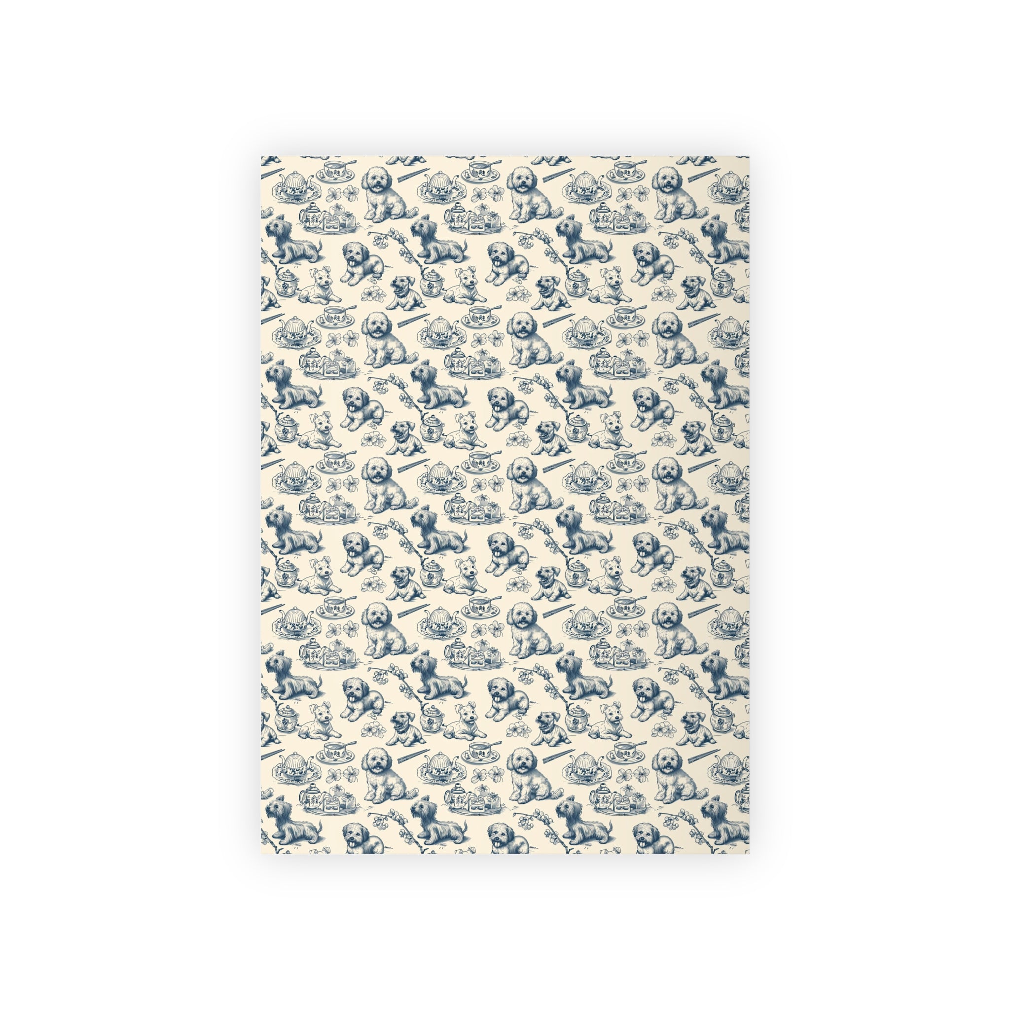 Blue Toile Puppy Wrapping Paper – Vintage Dog Pattern Gift Wrap for Baby Showers, Birthdays & Pet Lovers