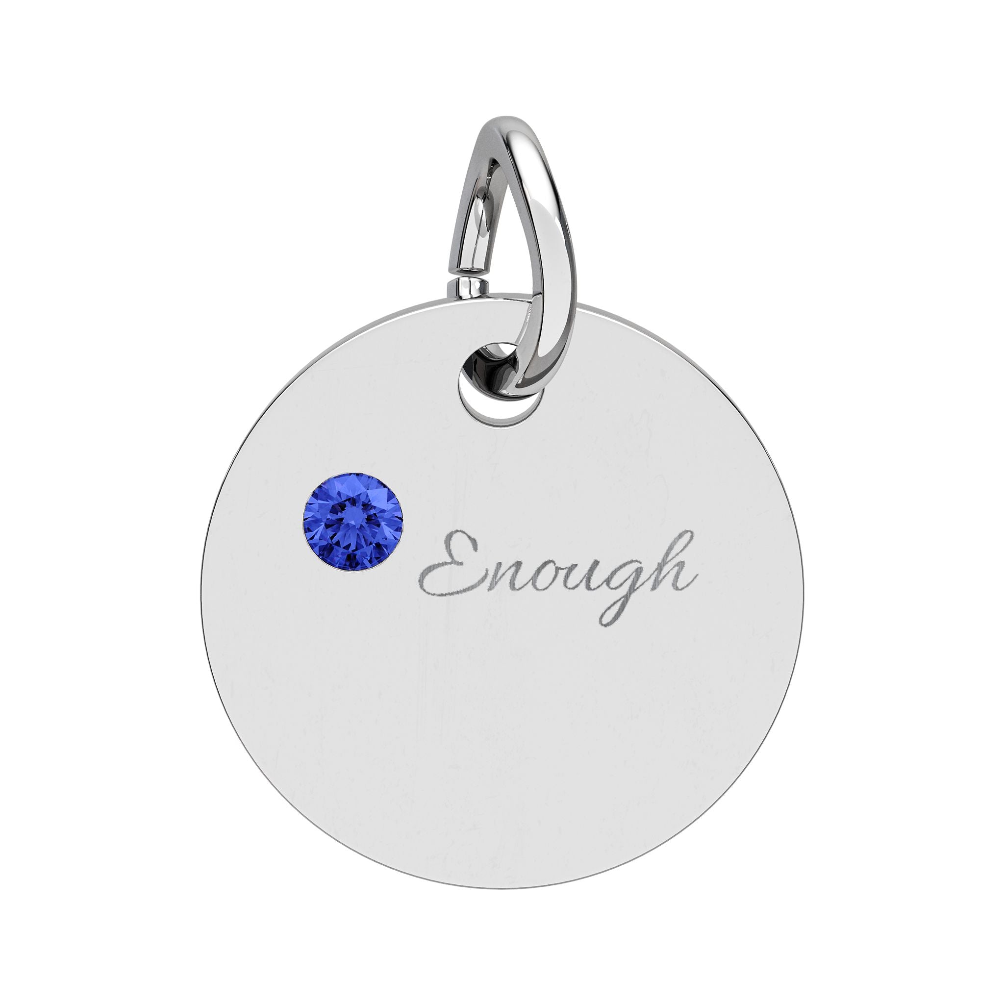 "ENOUGH" Gold Plated Charm – Self-Love & Strength Keepsake, Birthstone Circle Charm (Engraving)