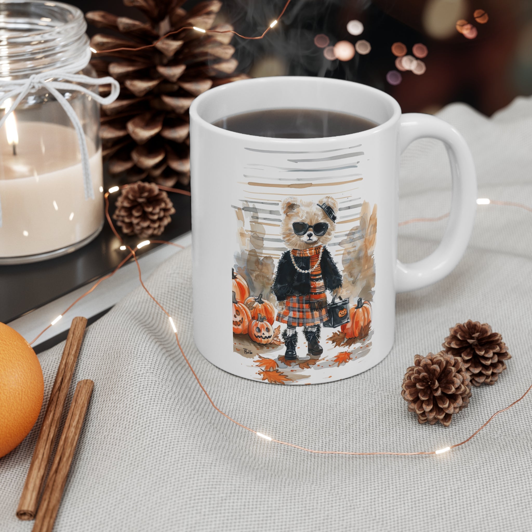 Holiday Pumpkin Teddy Mug – Maison Florenne™ Cozy Chic Fall Edition