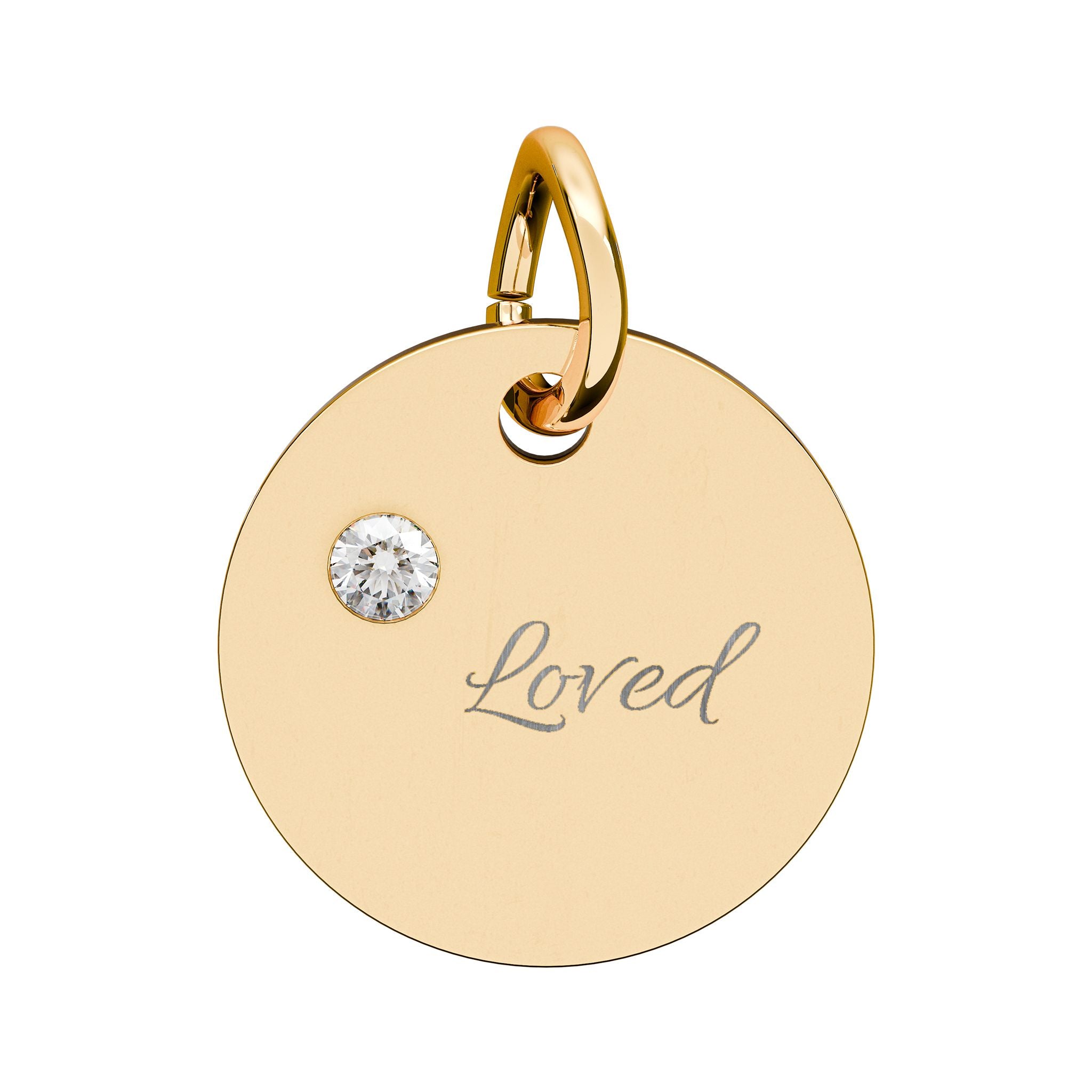 LOVED — Gold Plated Ruby Valentine CHARM ONLY,  Birthstone Circle Charm (Engraving)