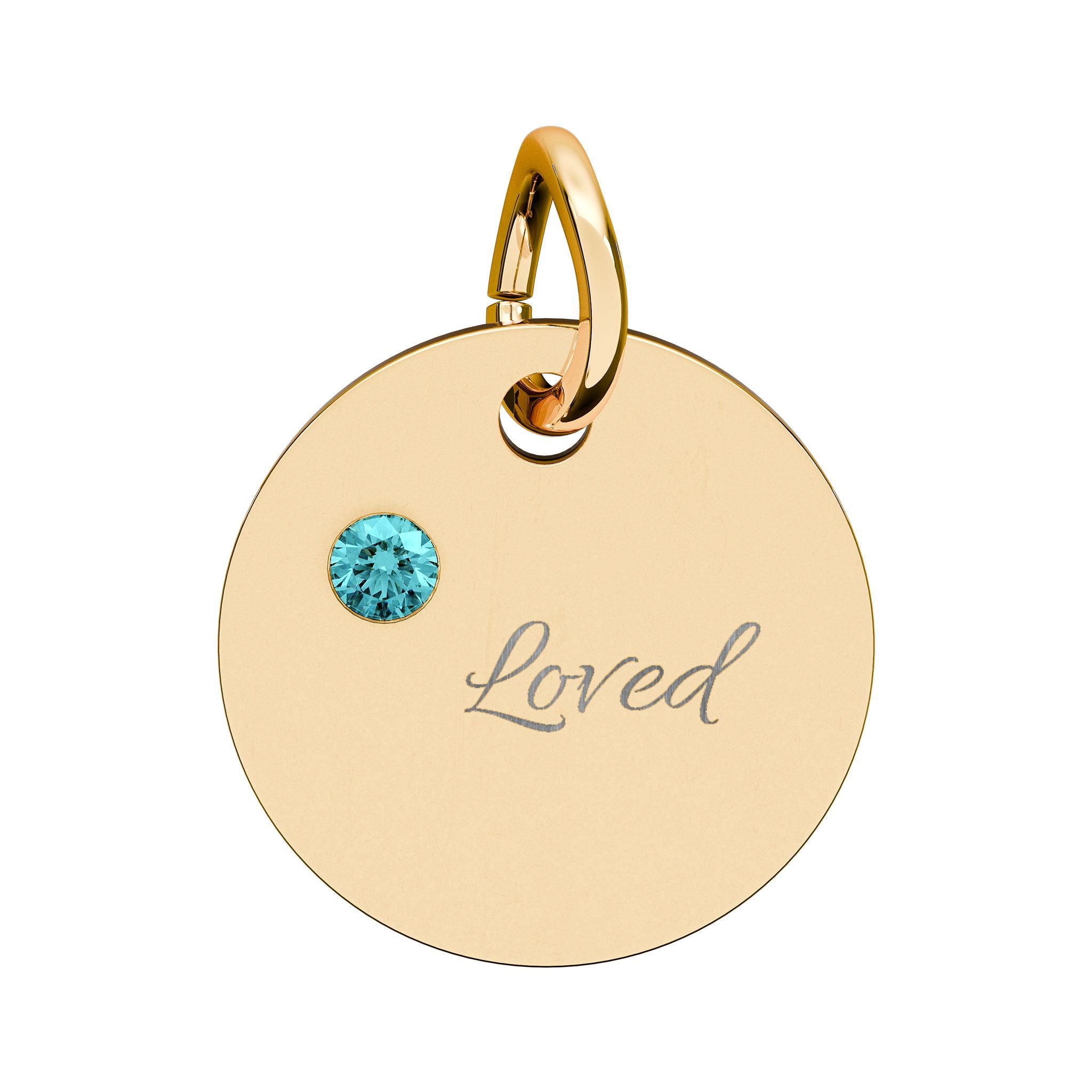LOVED — Gold Plated Ruby Valentine CHARM ONLY,  Birthstone Circle Charm (Engraving)