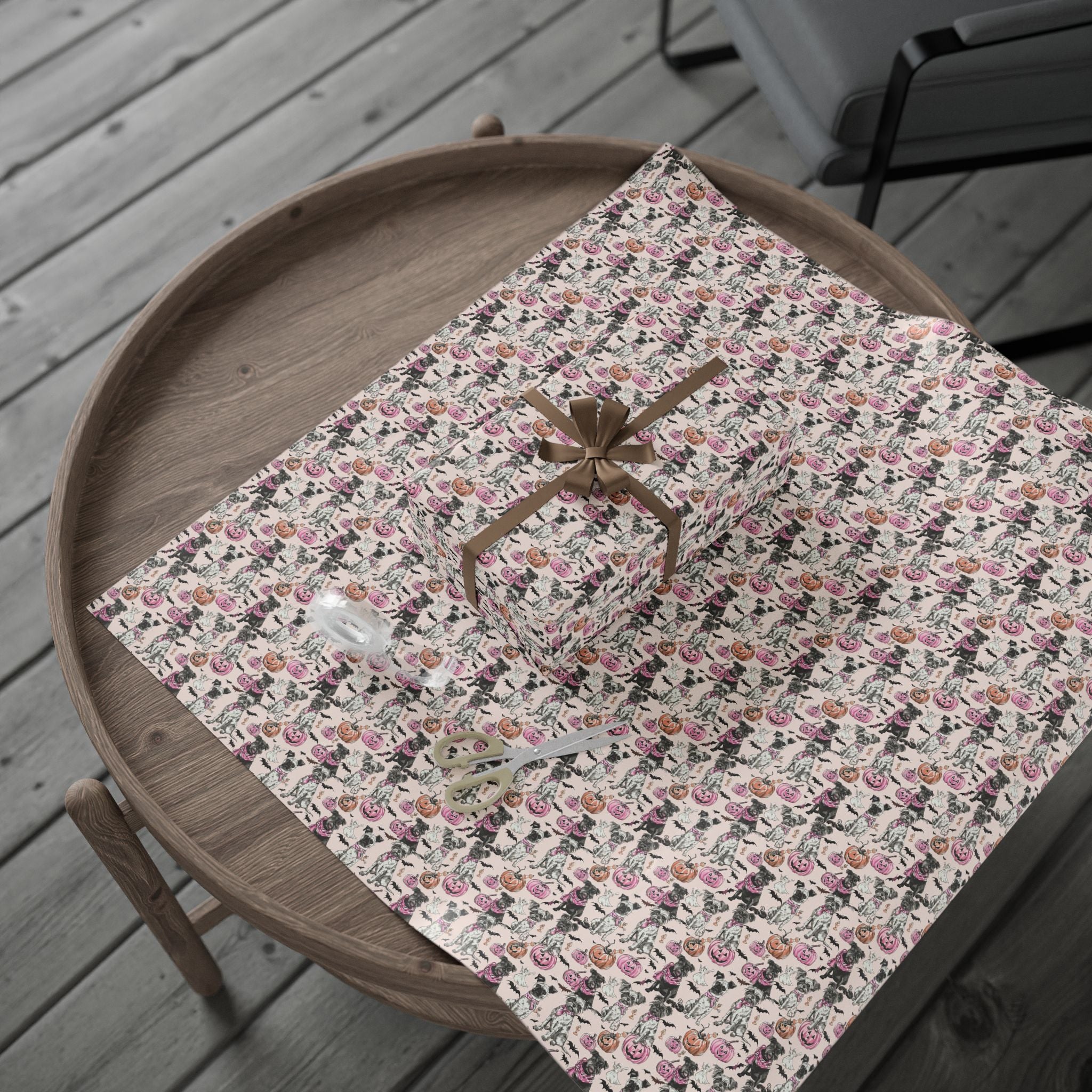 Pastel Halloween Dog Wrapping Paper – Maison Florenne™ Pink Pumpkin Luxury Gift Wrap