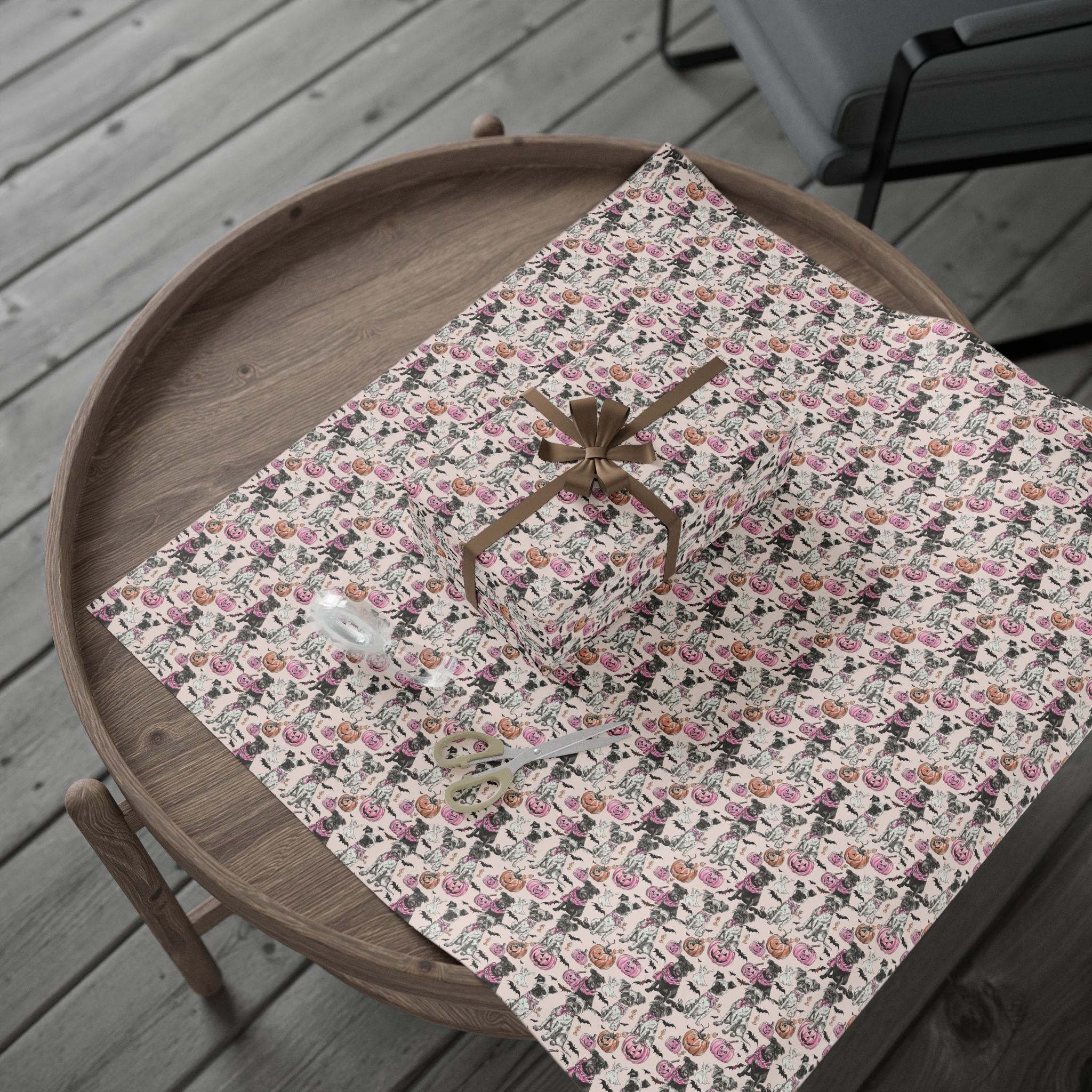 Pastel Halloween Dog Wrapping Paper – Maison Florenne™ Pink Pumpkin Luxury Gift Wrap
