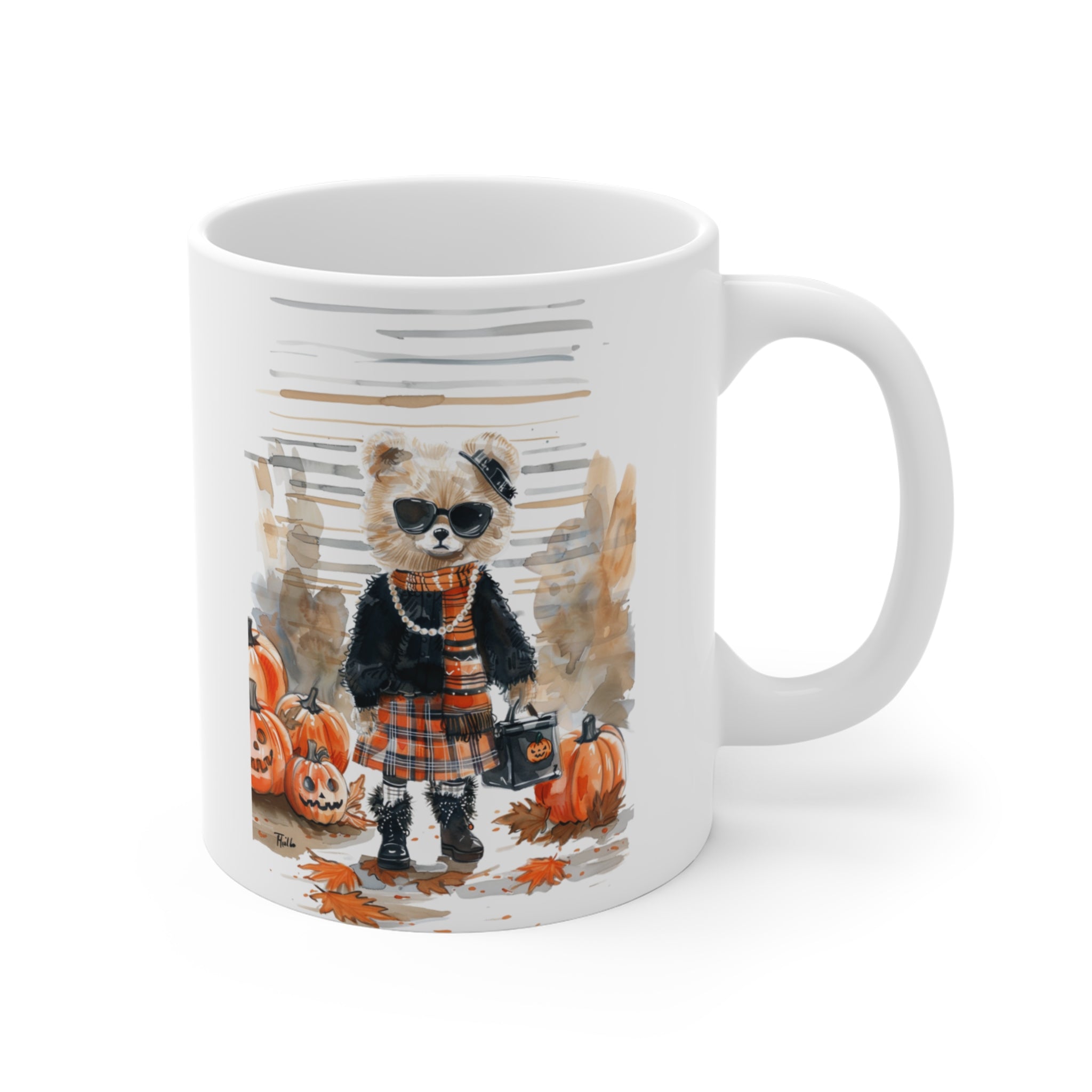 Holiday Pumpkin Teddy Mug – Maison Florenne™ Cozy Chic Fall Edition