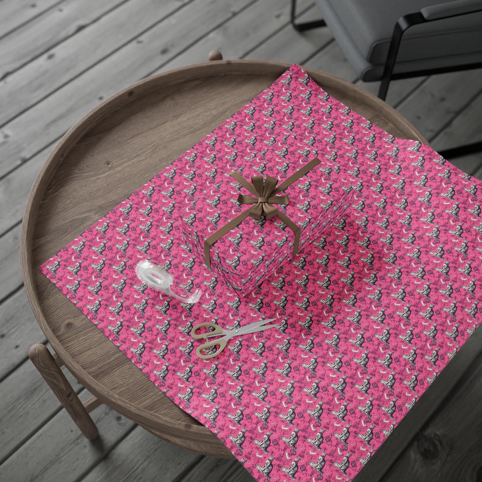 Luxury Pink Cat Wrapping Paper – Maison Florenne™ Vintage Toile Gift Wrap for Cat Lovers