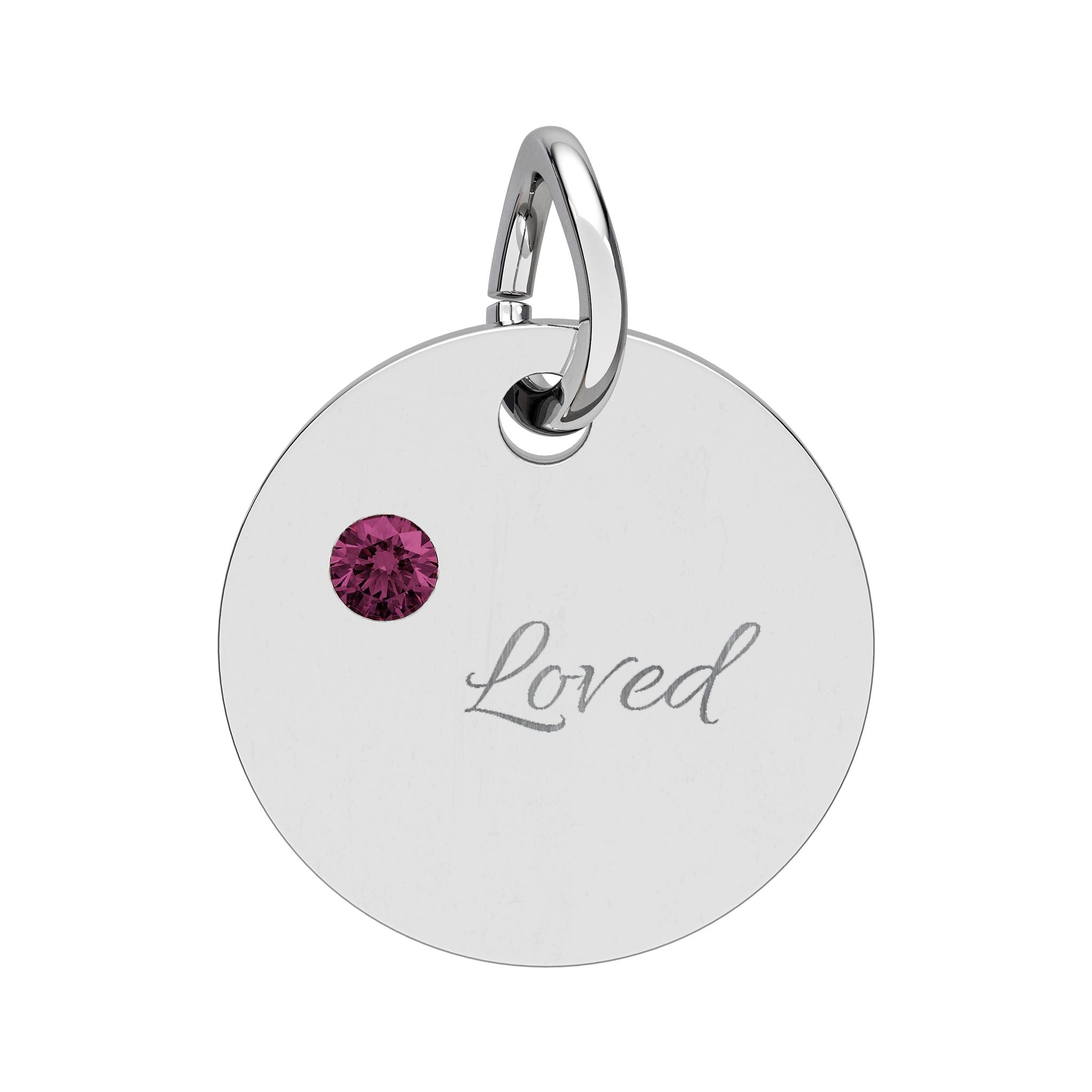 LOVED — Gold Plated Ruby Valentine CHARM ONLY,  Birthstone Circle Charm (Engraving)