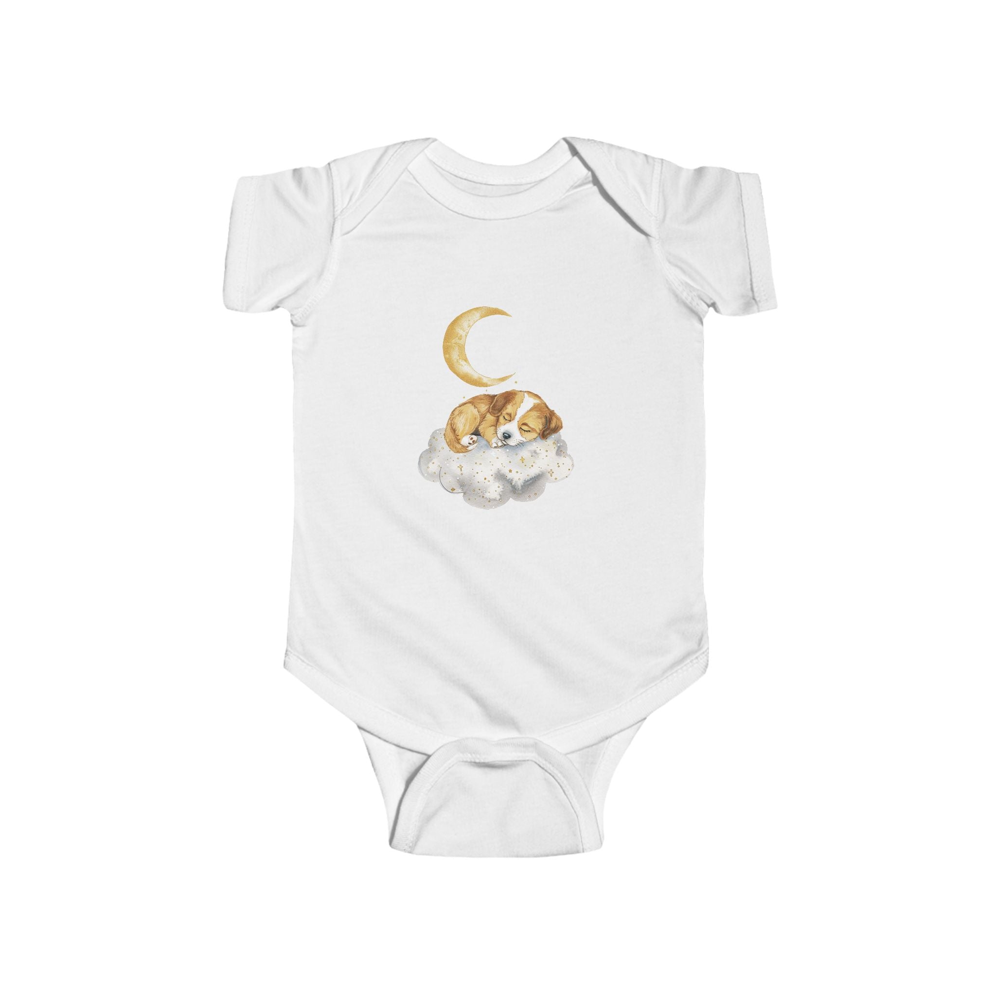 Moonlight Puppy Baby Bodysuit – Dreamy Sleeping Dog Design