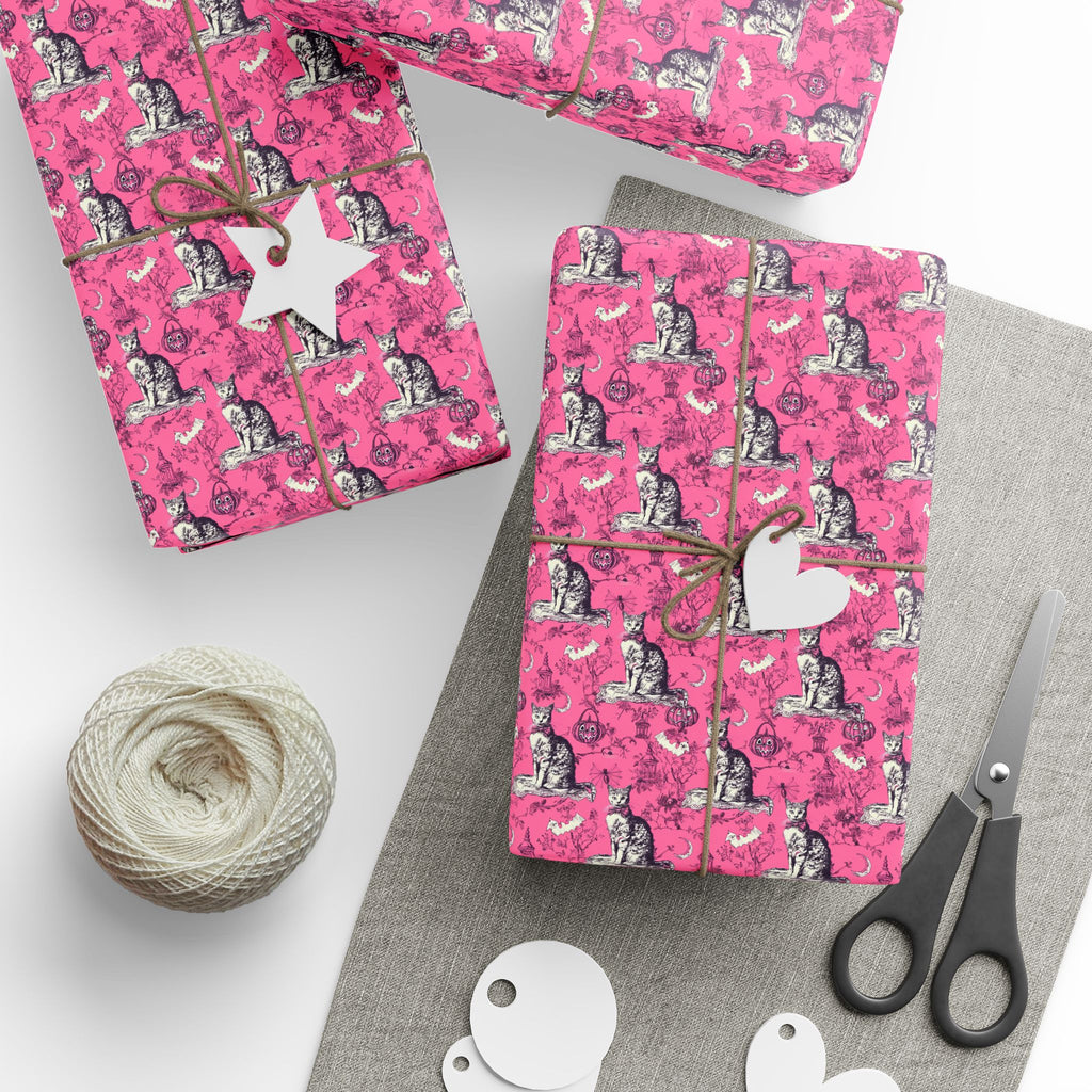 Luxury Pink Cat Wrapping Paper – Maison Florenne™ Vintage Toile Gift Wrap for Cat Lovers
