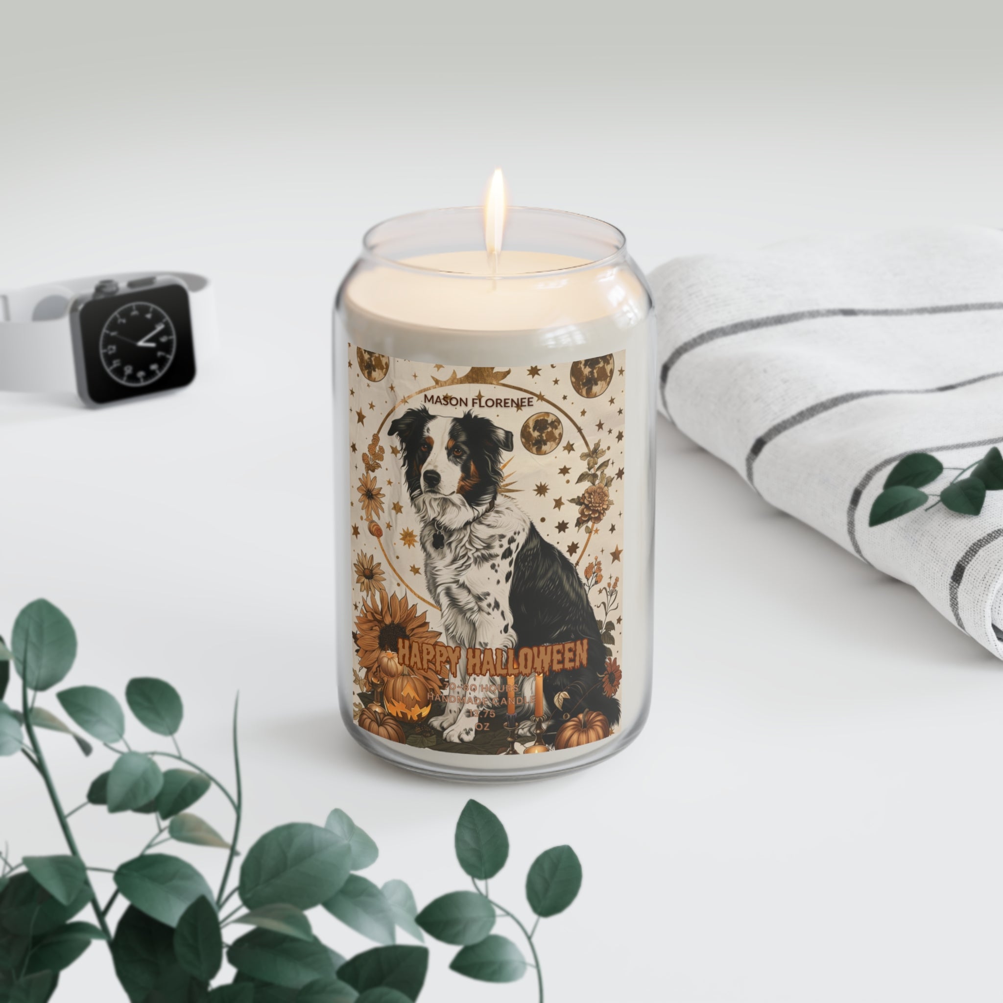 Halloween Scented Candle, Pet Lovers Gift, Soy Wax Candle, Cozy Home Decor, Fall Candle for Celebrations, Eco-Friendly
