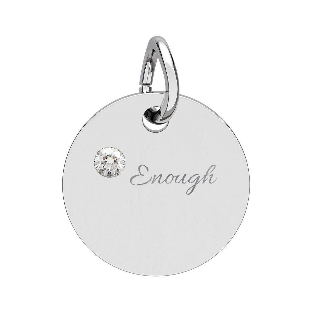 "ENOUGH" Gold Plated Charm – Self-Love & Strength Keepsake, Birthstone Circle Charm (Engraving)