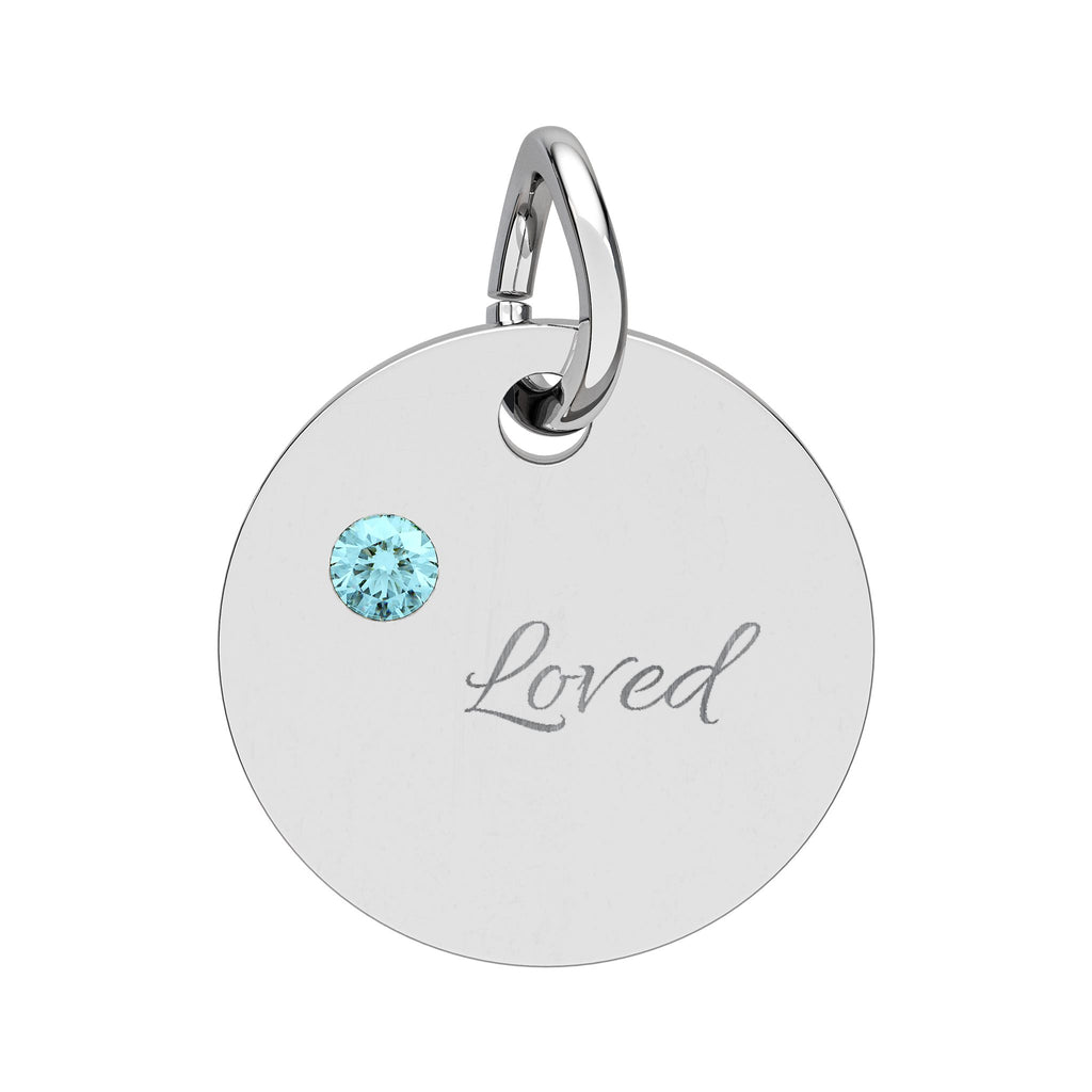 LOVED — Gold Plated Ruby Valentine CHARM ONLY,  Birthstone Circle Charm (Engraving)