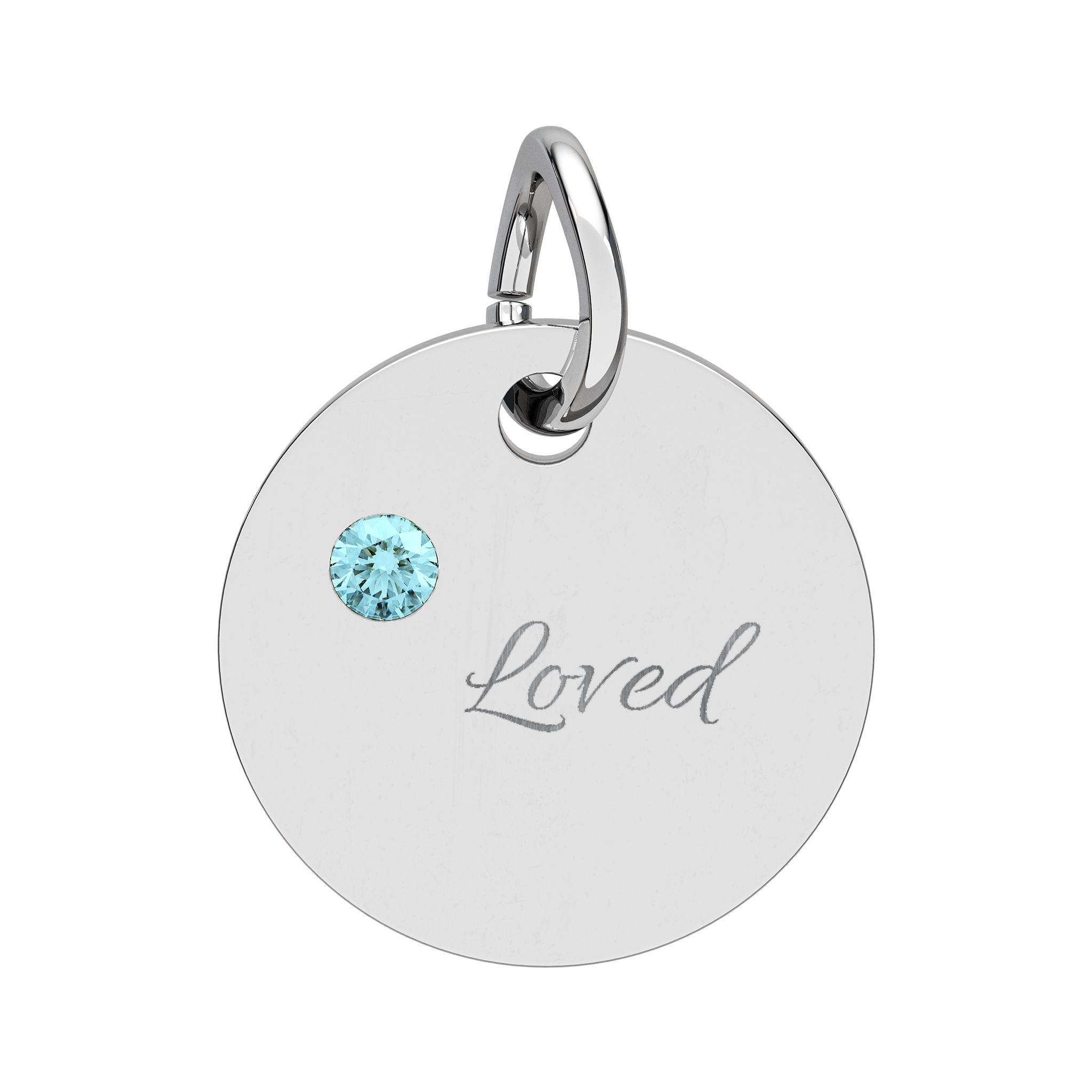 LOVED — Gold Plated Ruby Valentine CHARM ONLY,  Birthstone Circle Charm (Engraving)