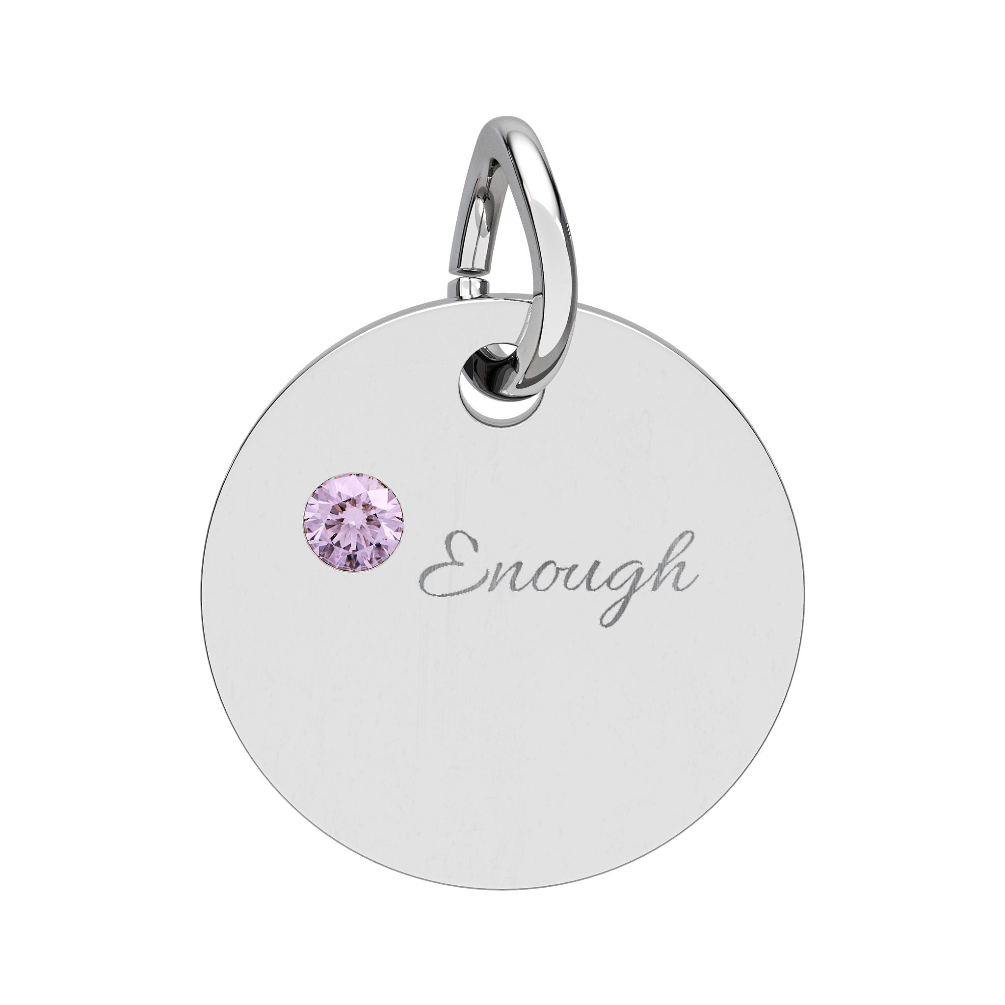 "ENOUGH" Gold Plated Charm – Self-Love & Strength Keepsake, Birthstone Circle Charm (Engraving)