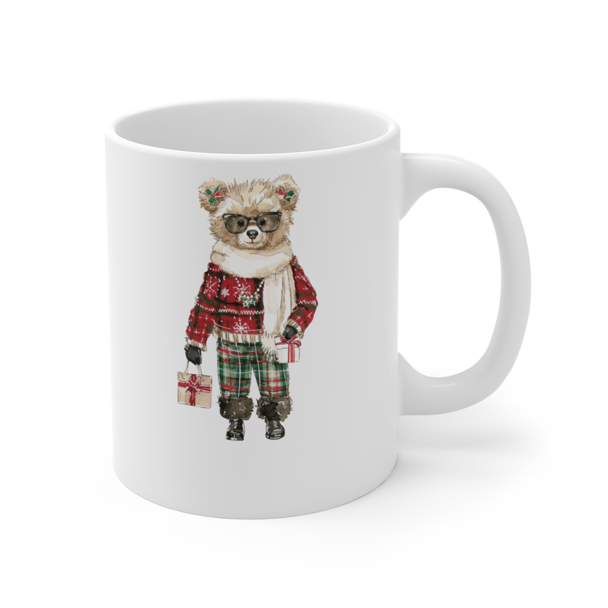 Personalized Holiday Teddy Bear Mug – Maison Florenne™ Festive Gift Edition