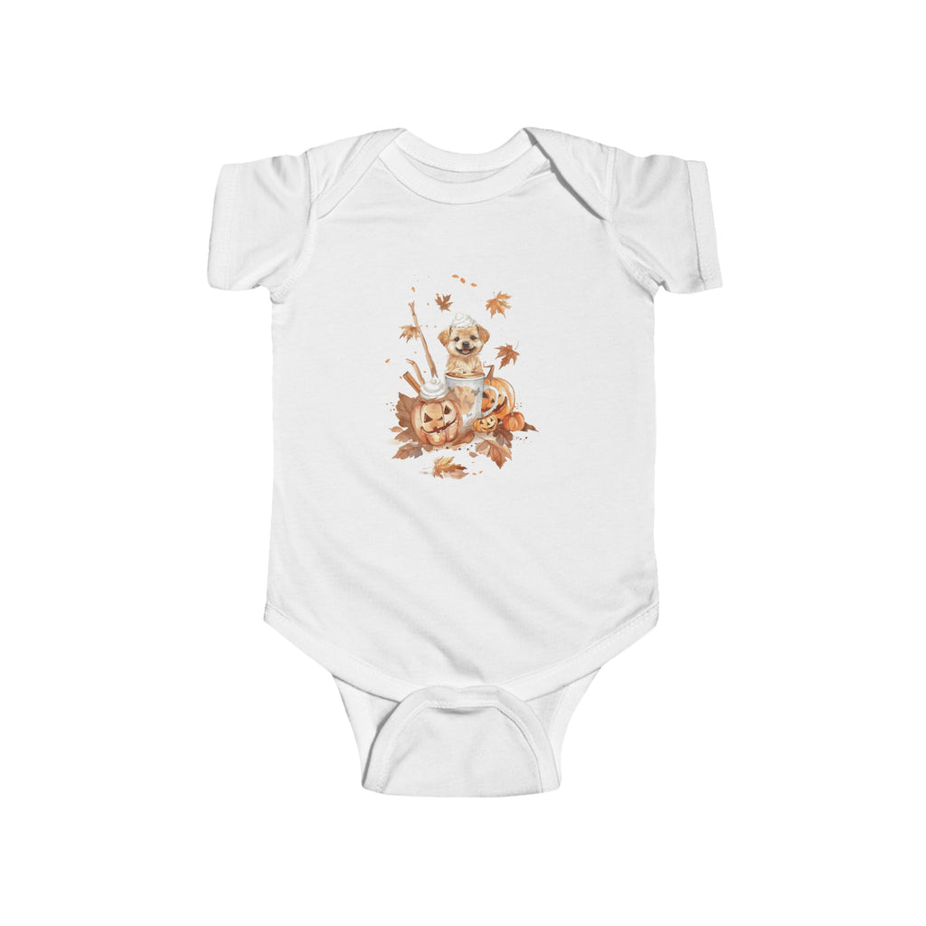 Autumn Magic Puppy Baby Bodysuit – Cozy Fall Dog & Pumpkin Design for Modern 2025 Families