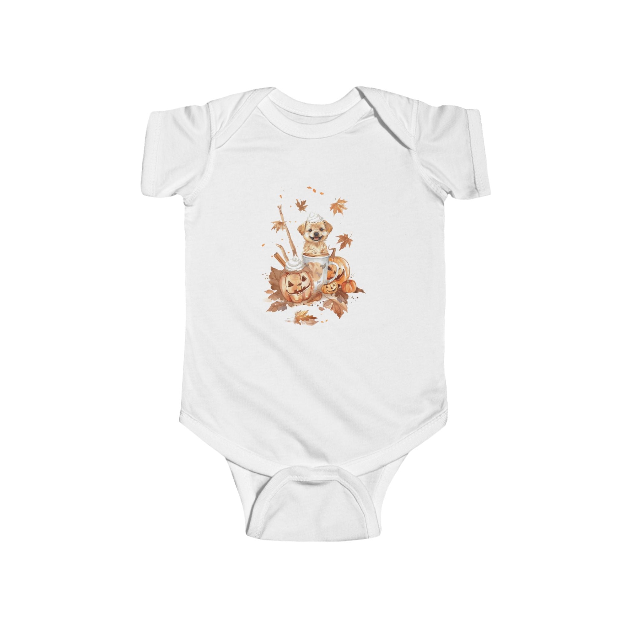 Autumn Magic Puppy Baby Bodysuit – Cozy Fall Dog & Pumpkin Design for Modern 2025 Families