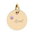 LOVED — Gold Plated Ruby Valentine CHARM ONLY,  Birthstone Circle Charm (Engraving)