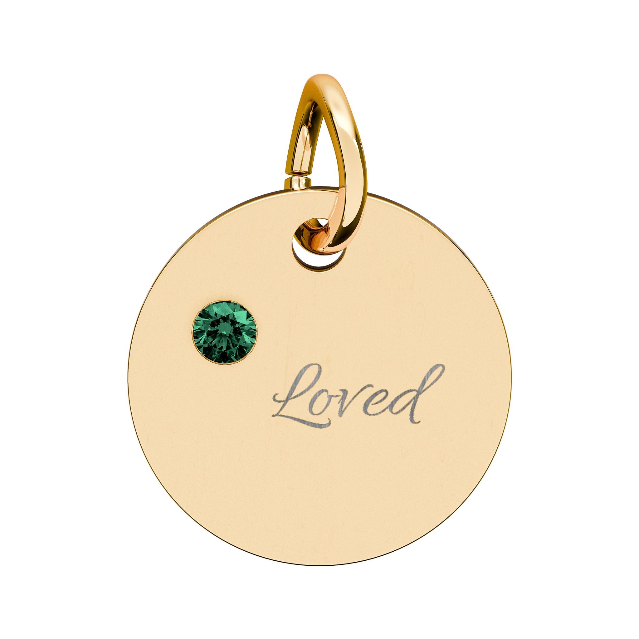 LOVED — Gold Plated Ruby Valentine CHARM ONLY,  Birthstone Circle Charm (Engraving)