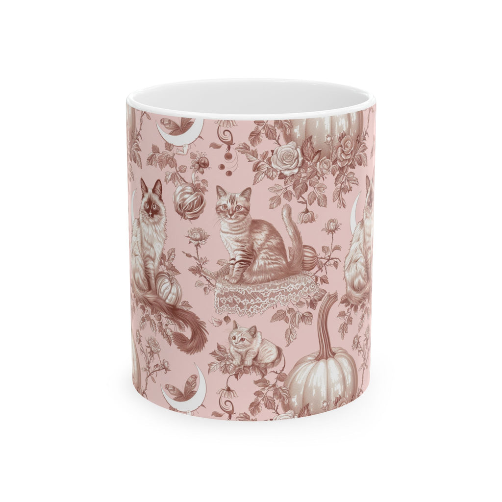 Blush Moonlight Cats Mug – Vintage Toile Autumn Coffee Cup