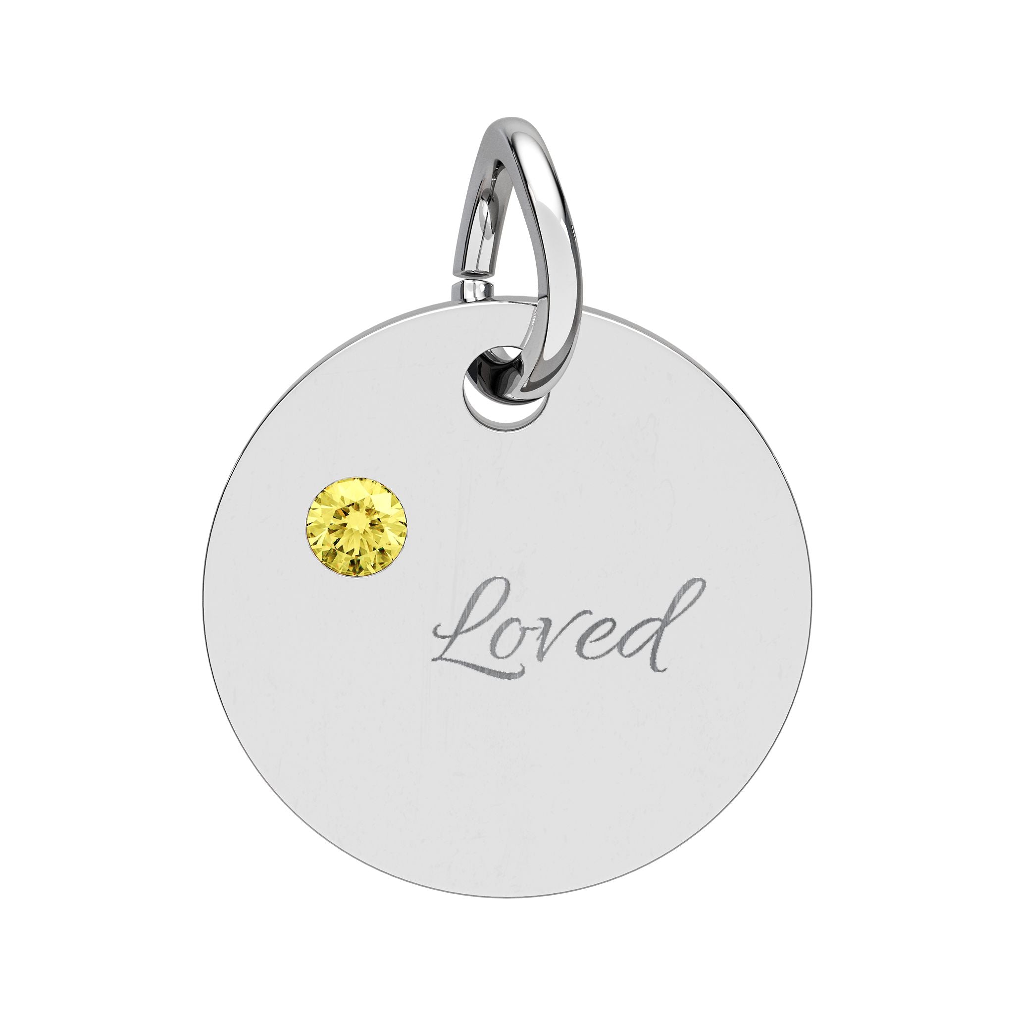 LOVED — Gold Plated Ruby Valentine CHARM ONLY,  Birthstone Circle Charm (Engraving)